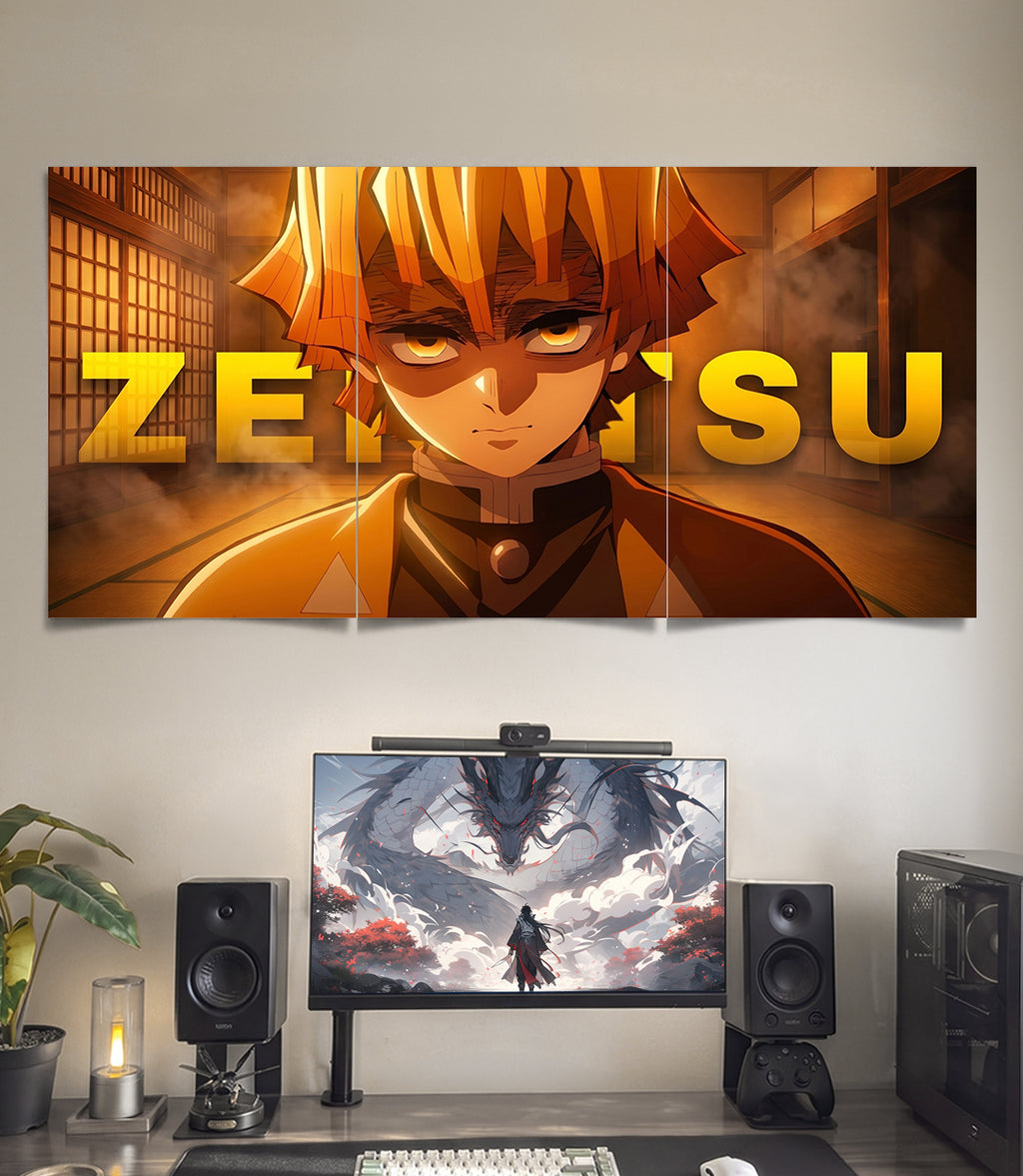 Demon Slayer Zenitsu | 3 Panel Wall Art