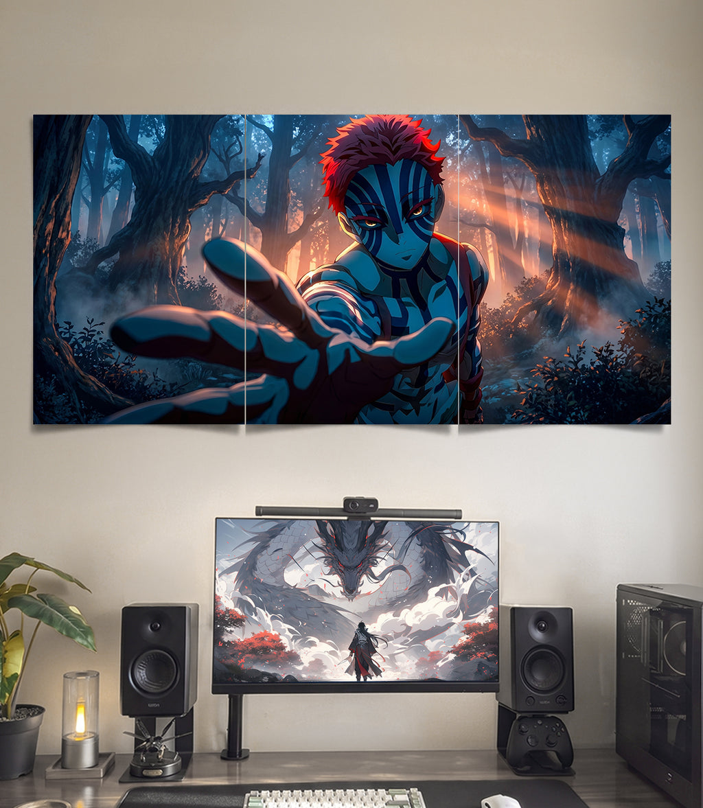 Akaza | Demon Slayer | 3 Panel Wall Art