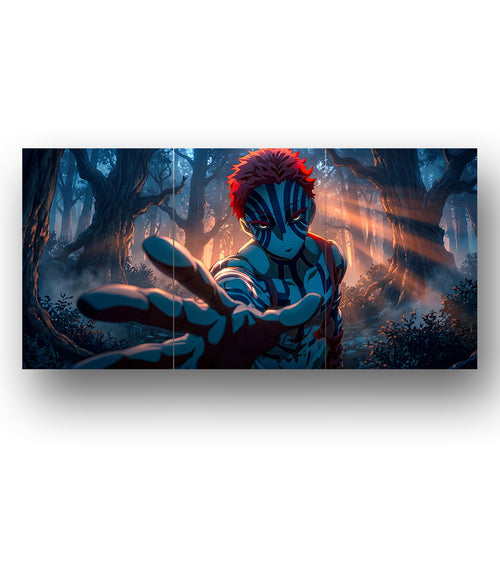 Akaza | Demon Slayer | 3 Panel Wall Art