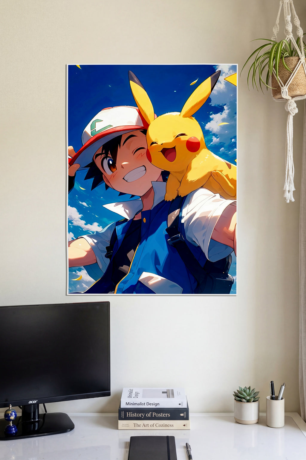Ash Pikachu Happy Journey | Anime Wall Art