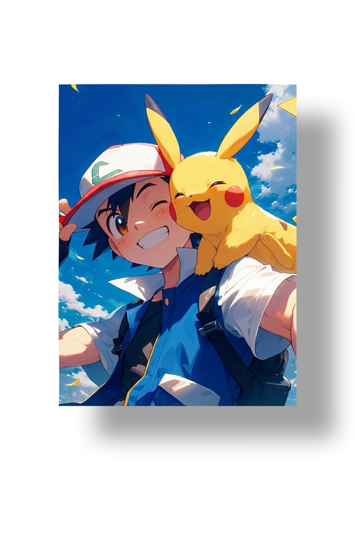 Ash Pikachu Happy Journey | Anime Wall Art