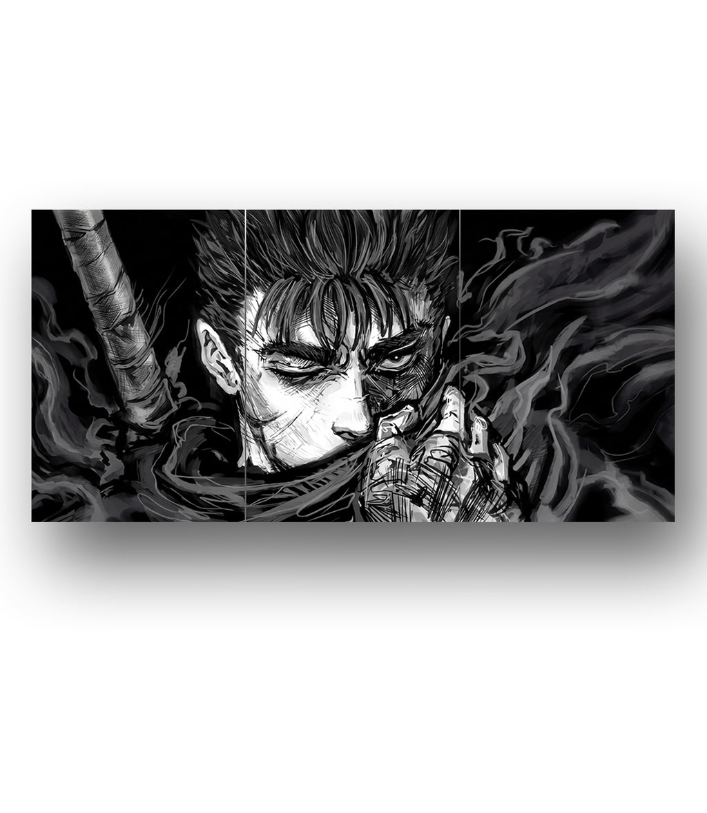 Berserk Guts Dark Manga Aesthetic | 3 Panel Wall Art