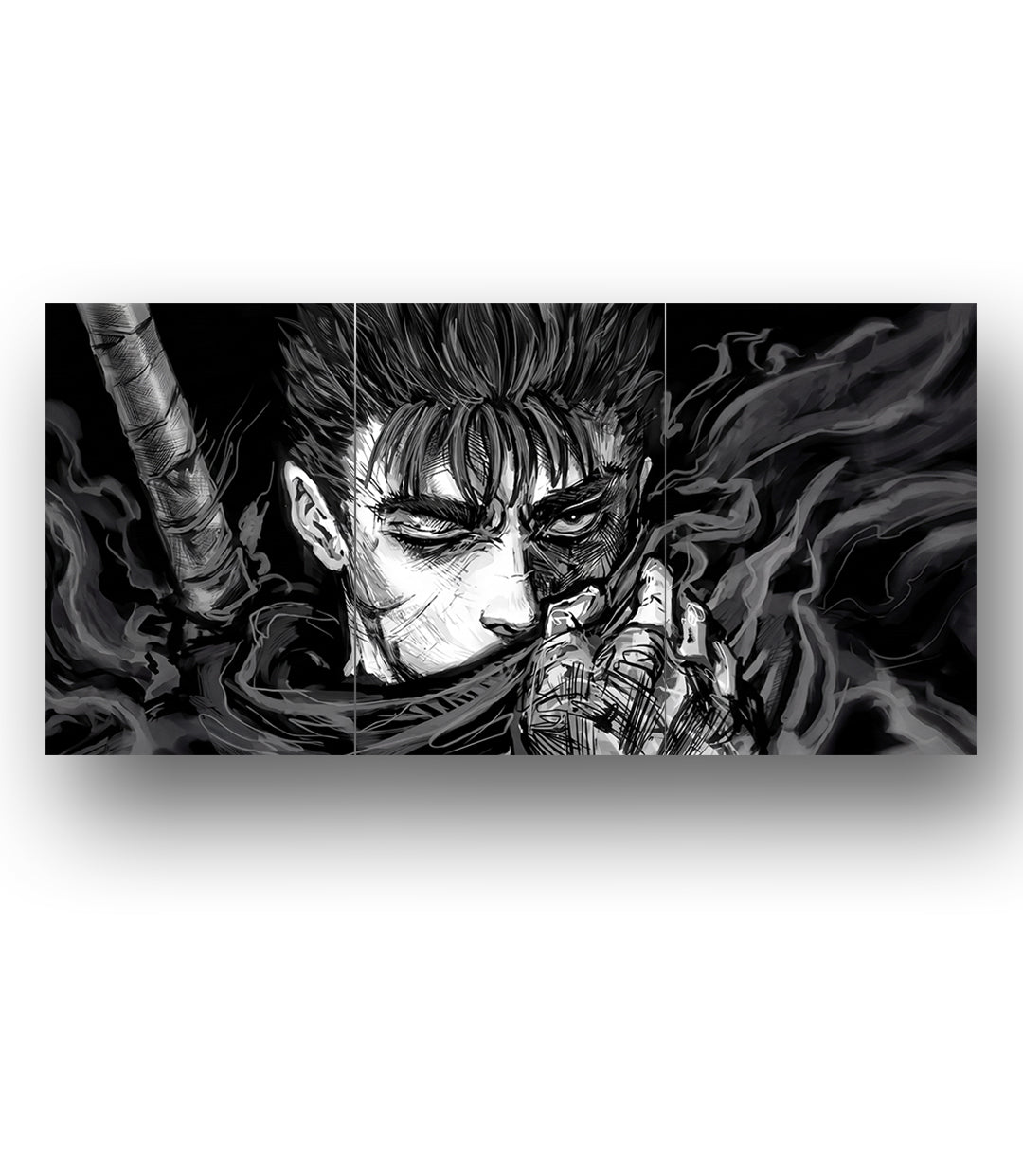 Berserk Guts Dark Manga Aesthetic | 3 Panel Wall Art