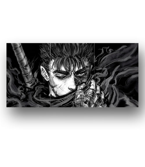 Berserk Guts Dark Manga Aesthetic | 3 Panel Wall Art