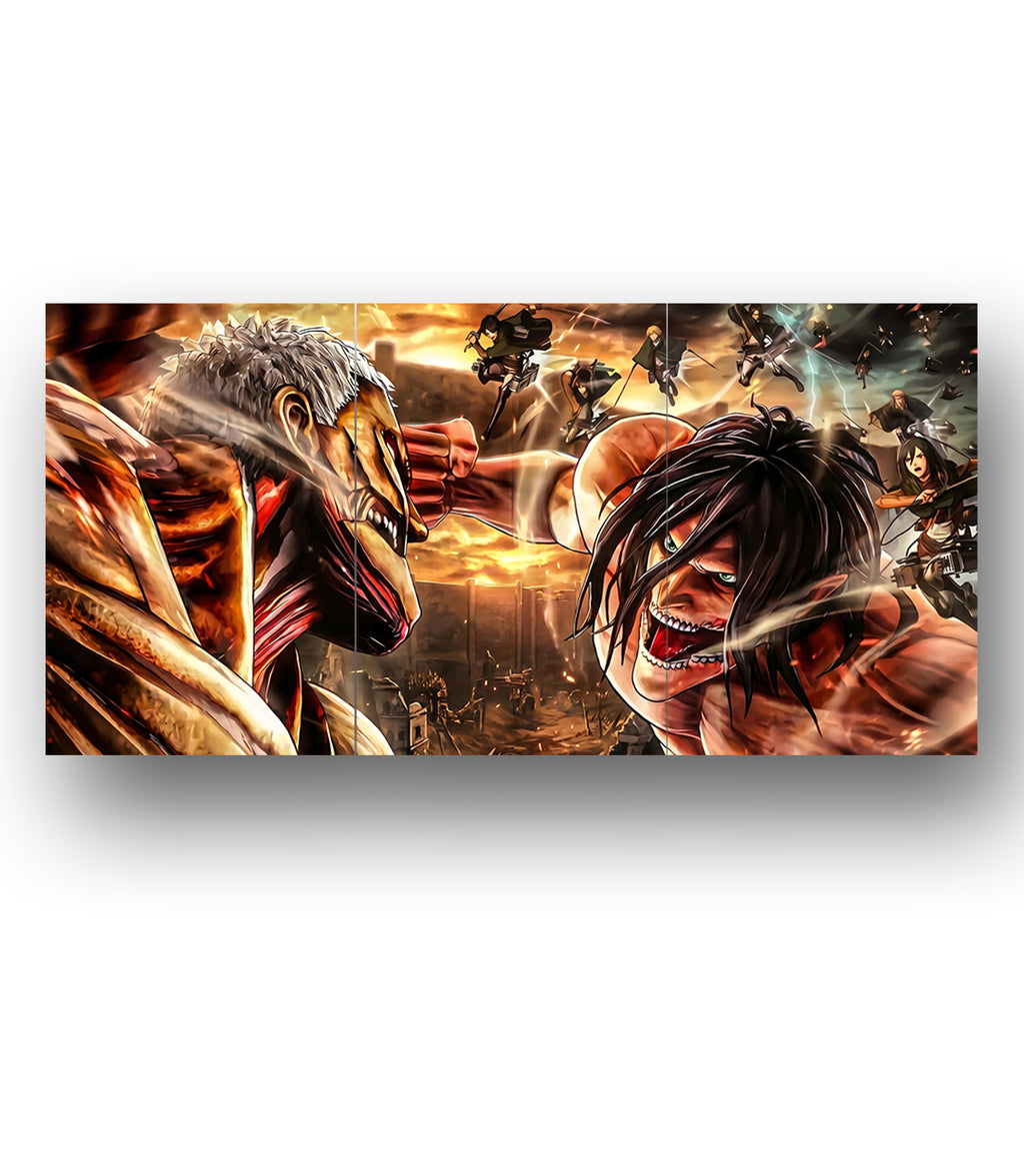 Colossal Titan vs Eren | Attack on Titan | 3 Panel Wall Art