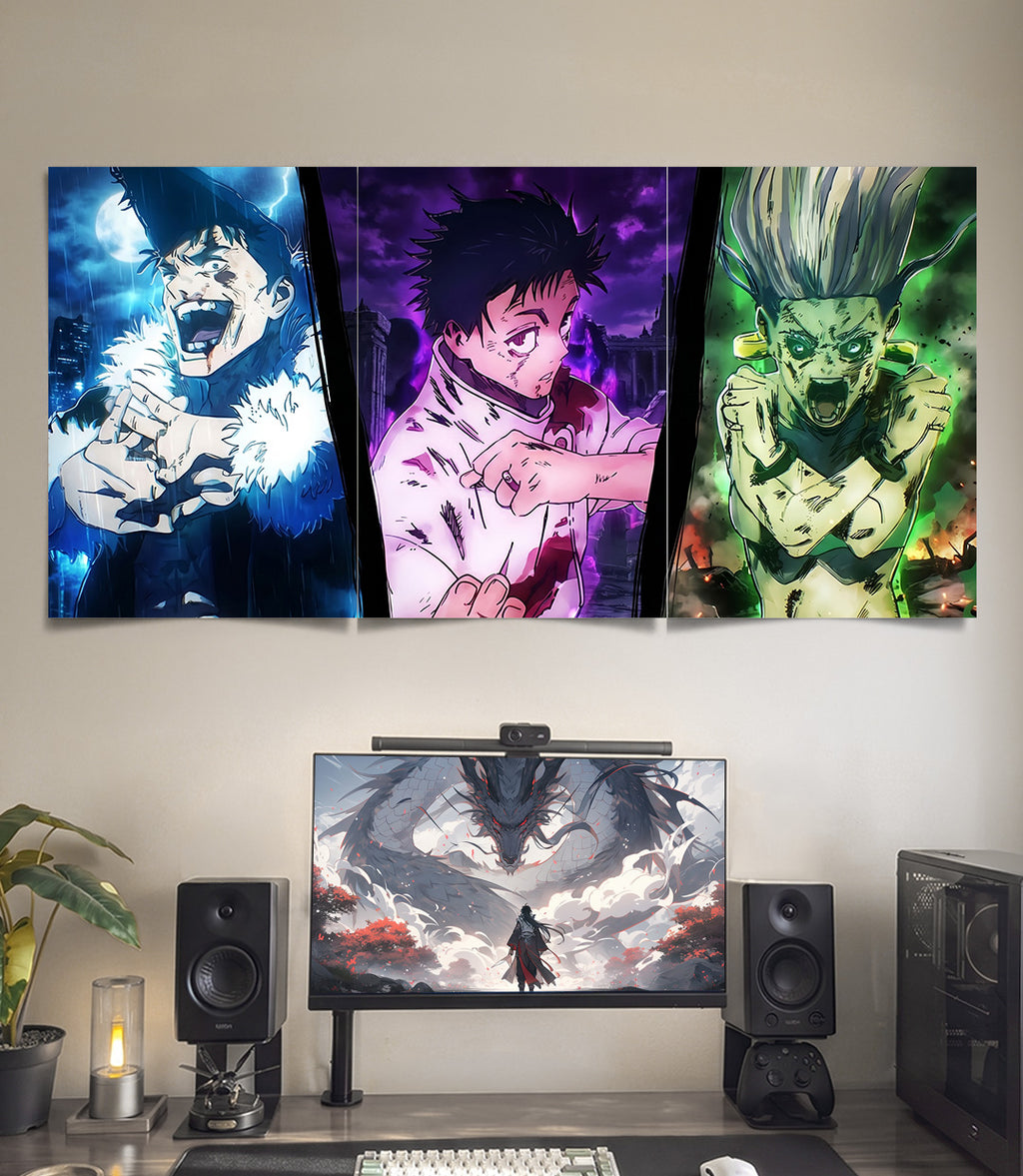 Cursed Energy Trio | Jujutsu Kaisen | 3 Panel Wall Art