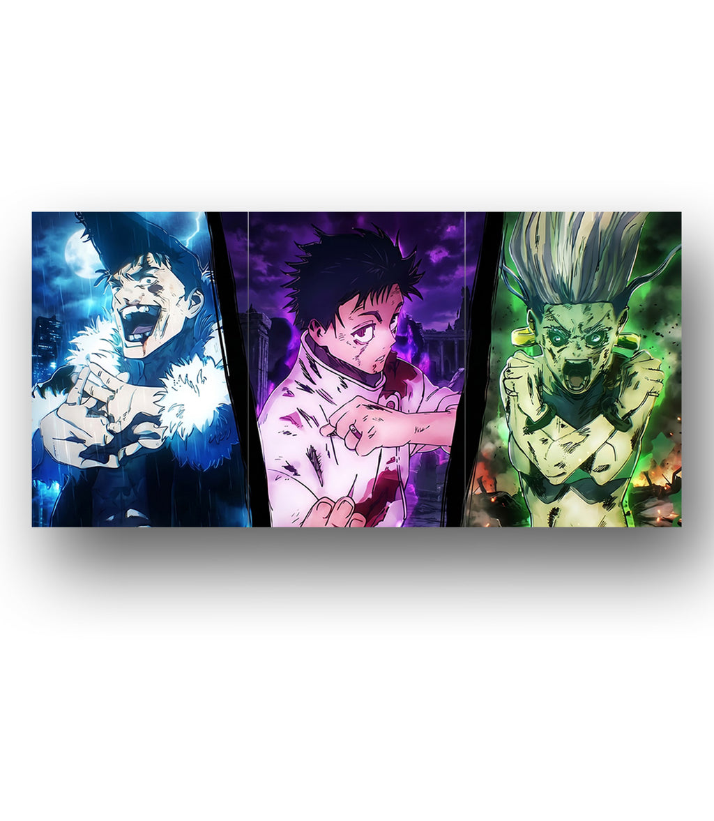 Cursed Energy Trio | Jujutsu Kaisen | 3 Panel Wall Art