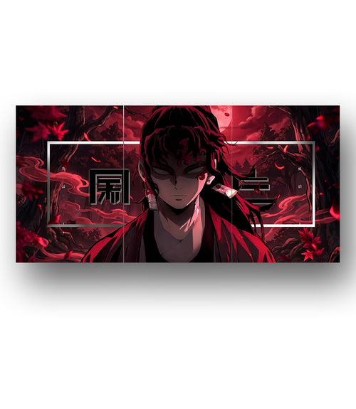 Demon Slayer Crimson Moon | Dark Anime Aesthetic | 3 Panel Wall Art