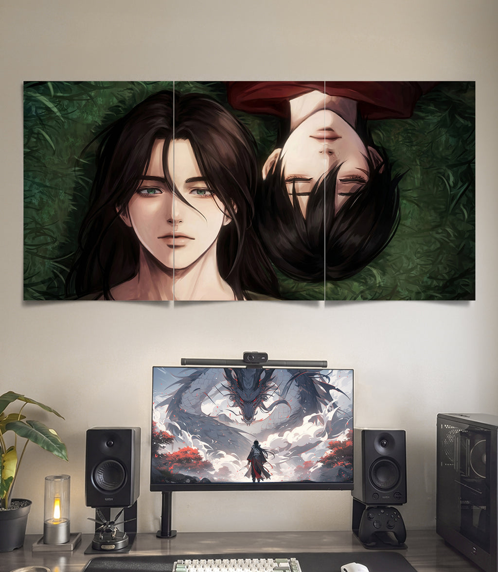 Eren Mikasa Eternal Silence | Anime Aesthetic | 3 Panel Wall Art