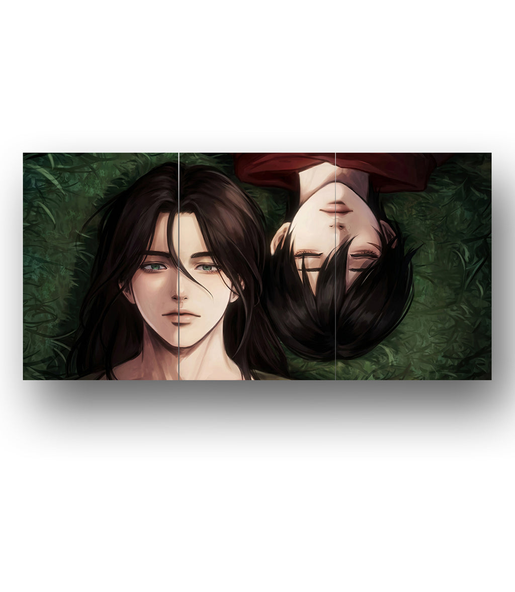 Eren Mikasa Eternal Silence | Anime Aesthetic | 3 Panel Wall Art