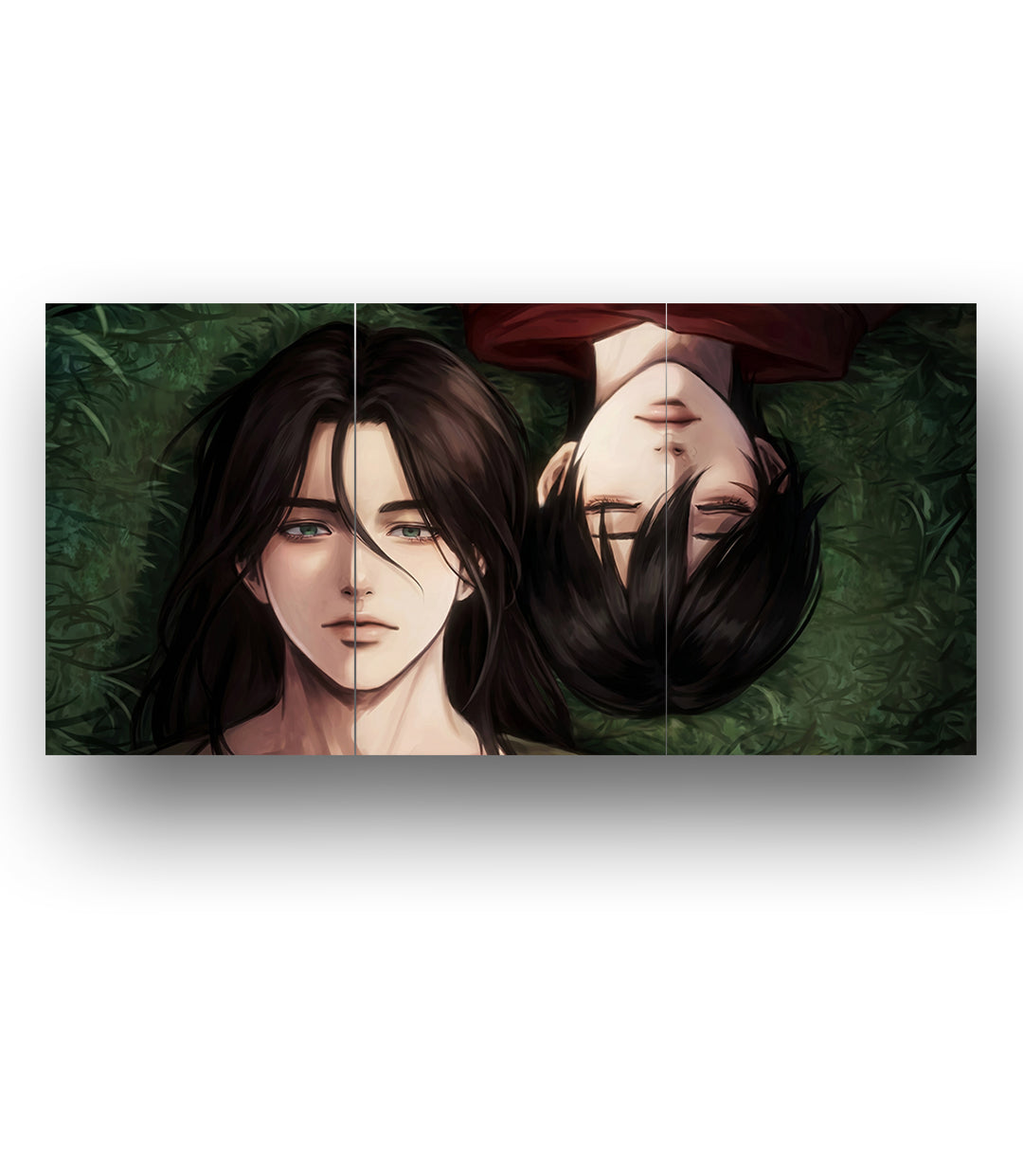 Eren Mikasa Eternal Silence | Anime Aesthetic | 3 Panel Wall Art