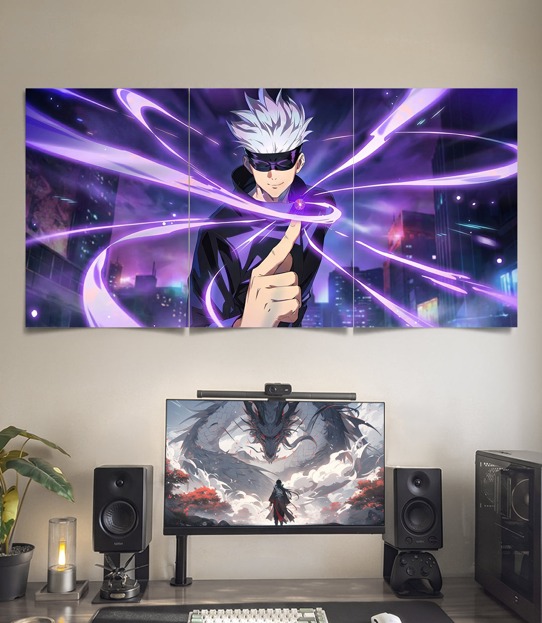 Gojo Infinity Purple Energy | Jujutsu Kaisen | 3 Panel Wall Art