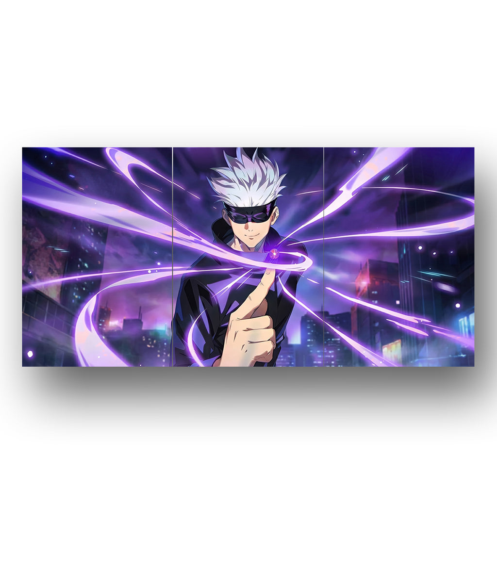 Gojo Infinity Purple Energy | Jujutsu Kaisen | 3 Panel Wall Art