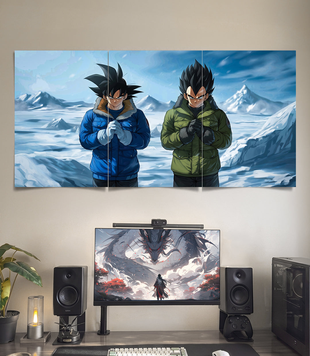Goku Vegeta Winter Arc | Dragon Ball | 3 Panel Wall Art
