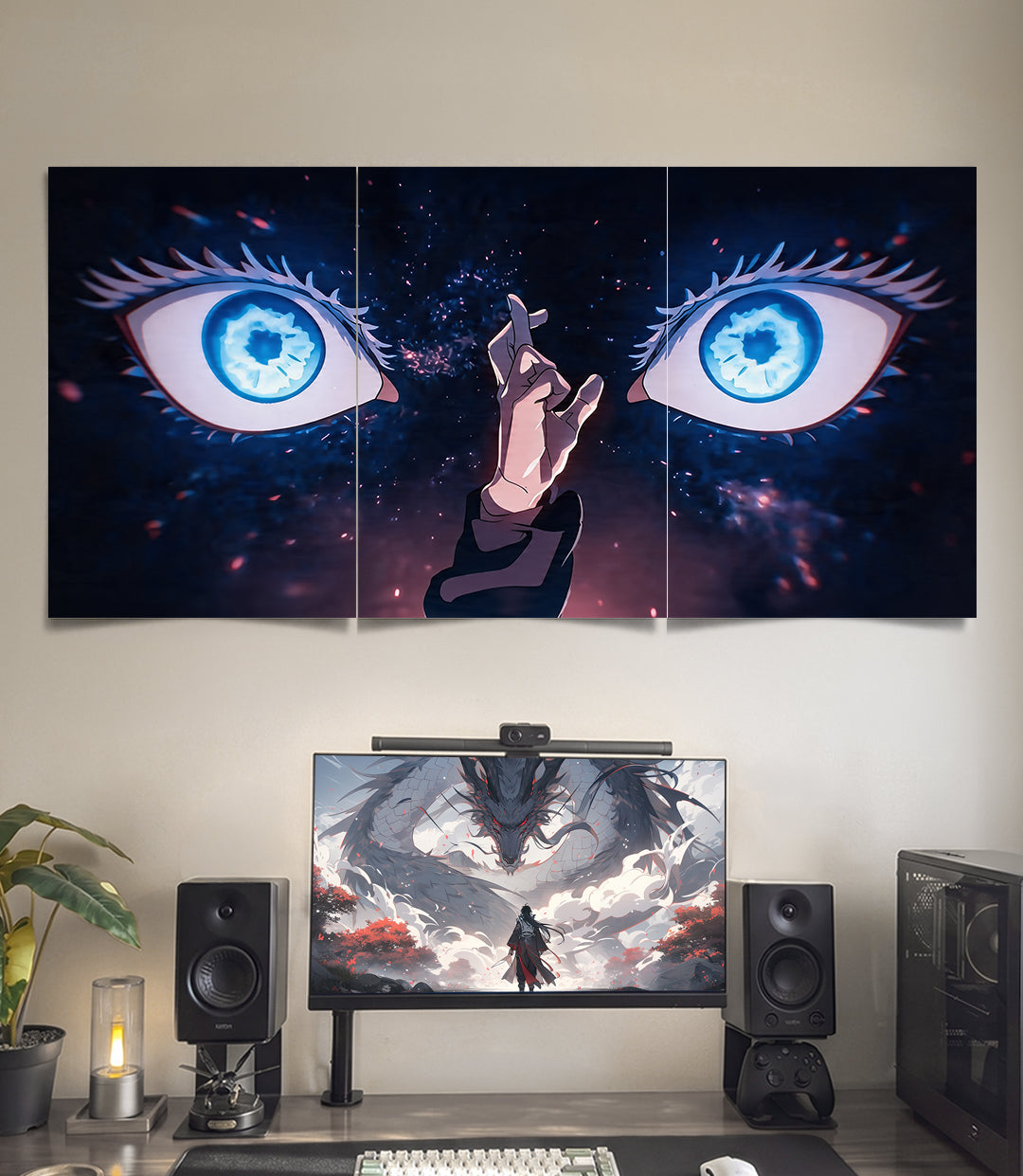 Jujutsu Kaisen Gojo Eyes Limitless Power | 3 Panel Wall Art
