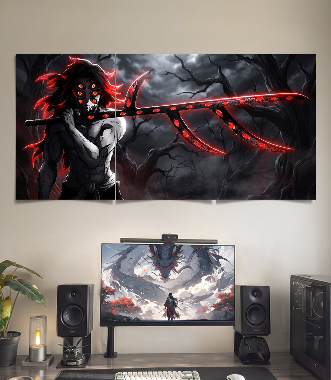 Kokushibo Dark Blade | Demon Slayer | 3 Panel Wall Art