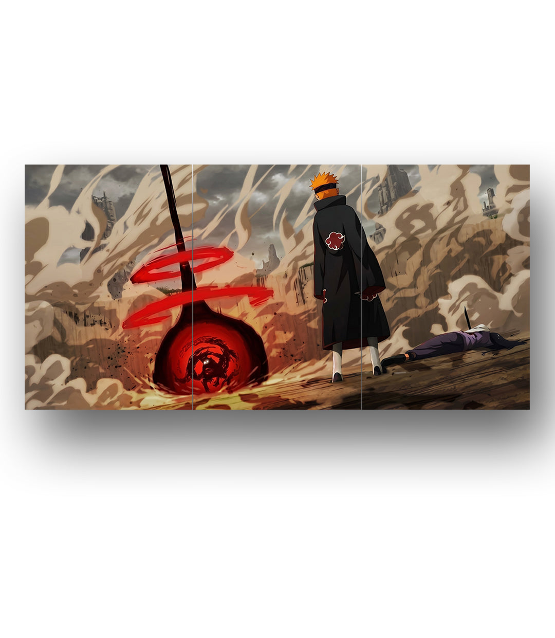 Kurama Vs Pain | Naruto Akatsuki | 3 Panel Wall Art
