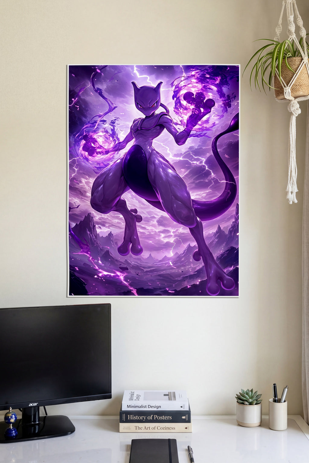 Mewtwo Psychic Storm | Pokemon | Anime Wall Art