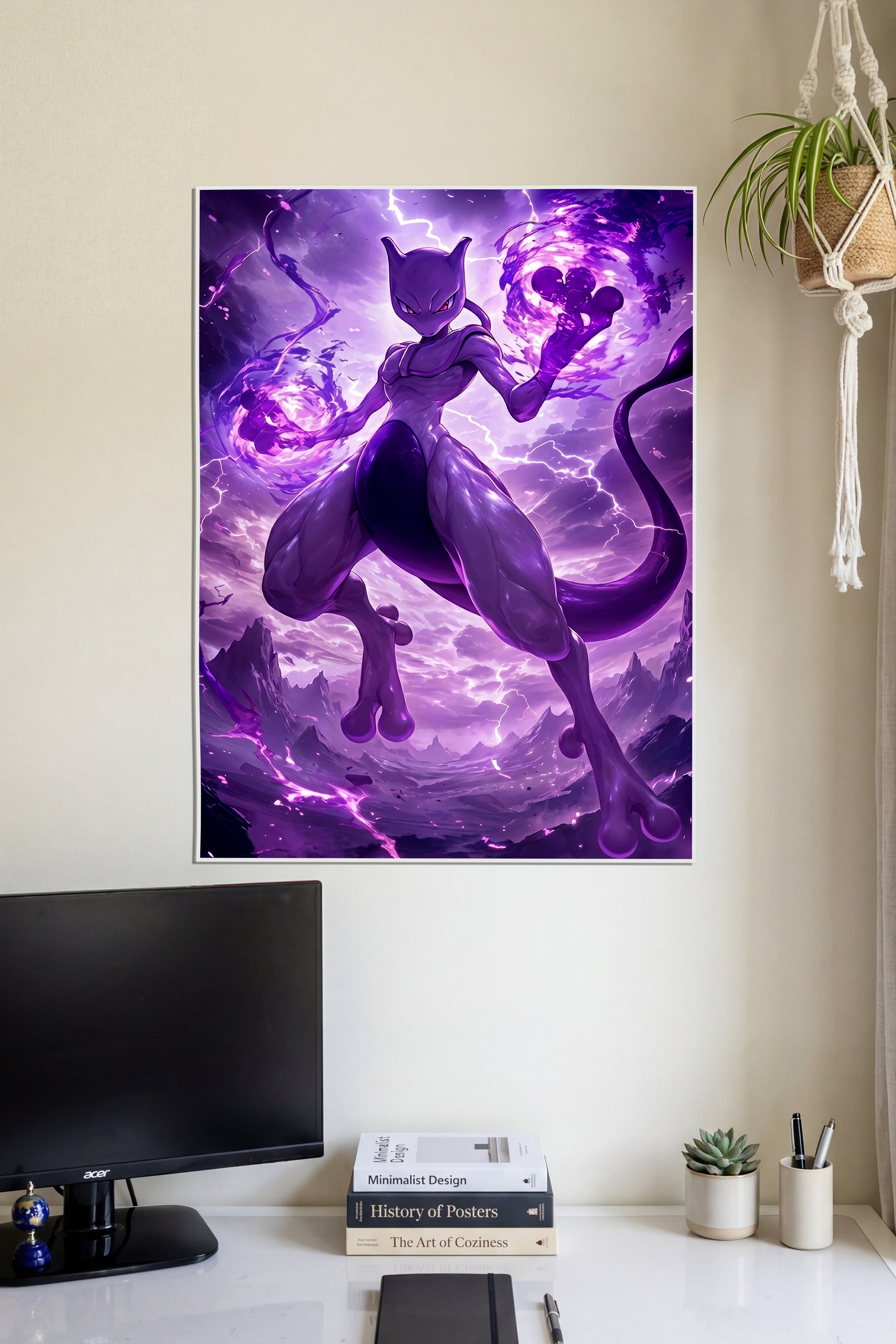 Mewtwo Psychic Storm | Pokemon | Anime Wall Art