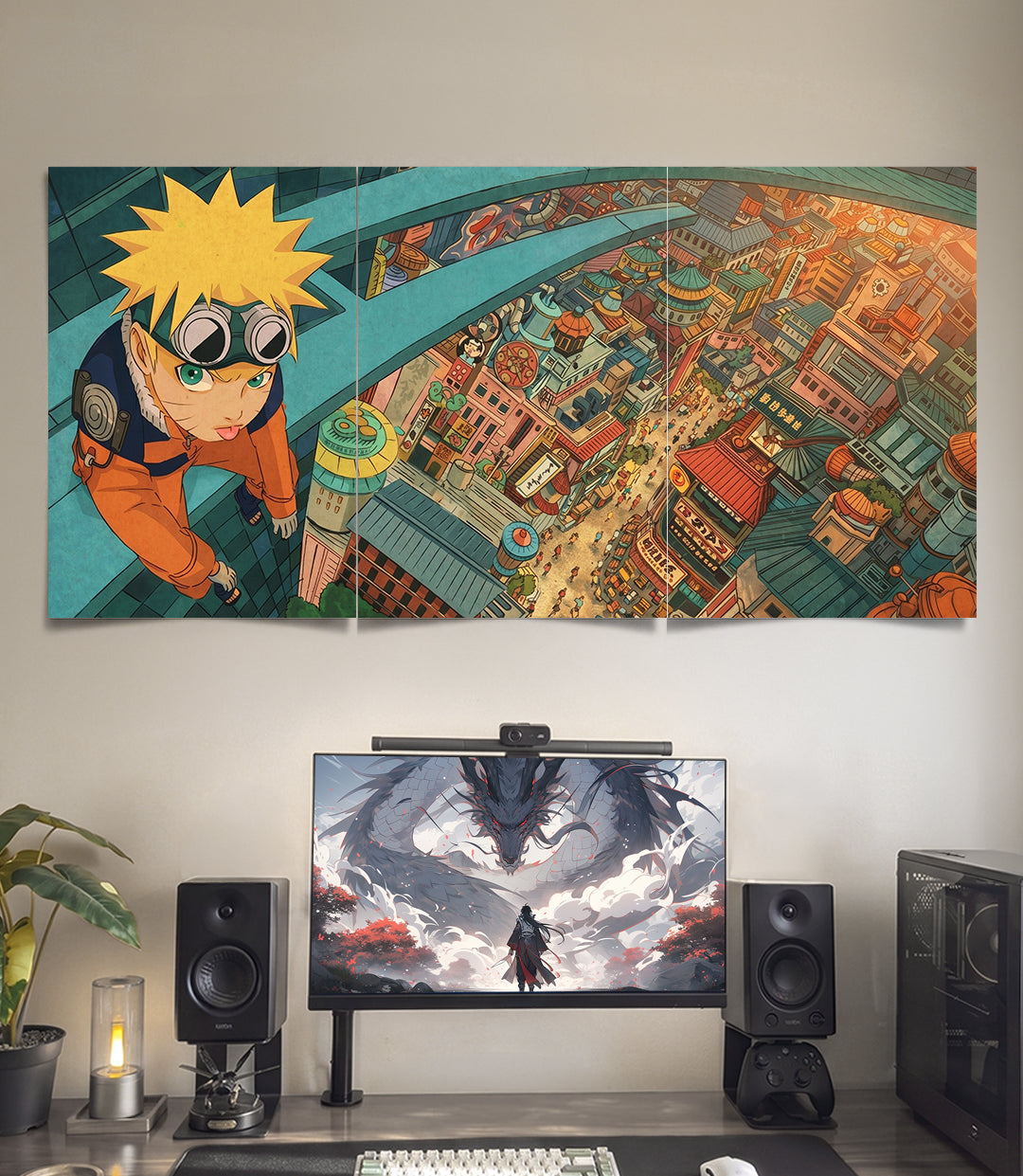 Naruto Konoha Skyline | Naruto | 3 Panel Wall Art