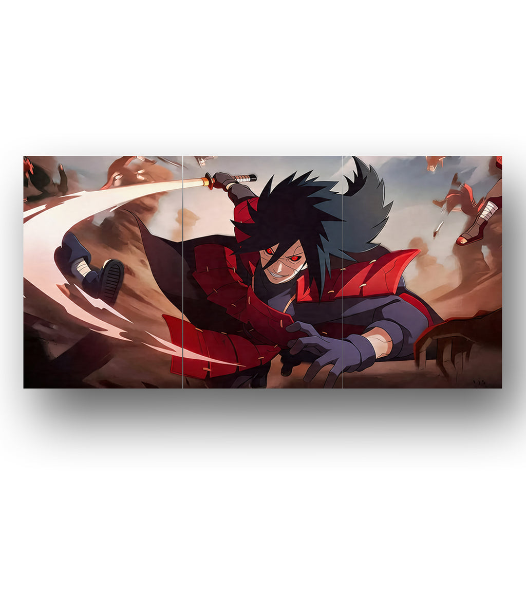 Naruto Madara Uchiha Battle Split | 3 Panel Wall Art