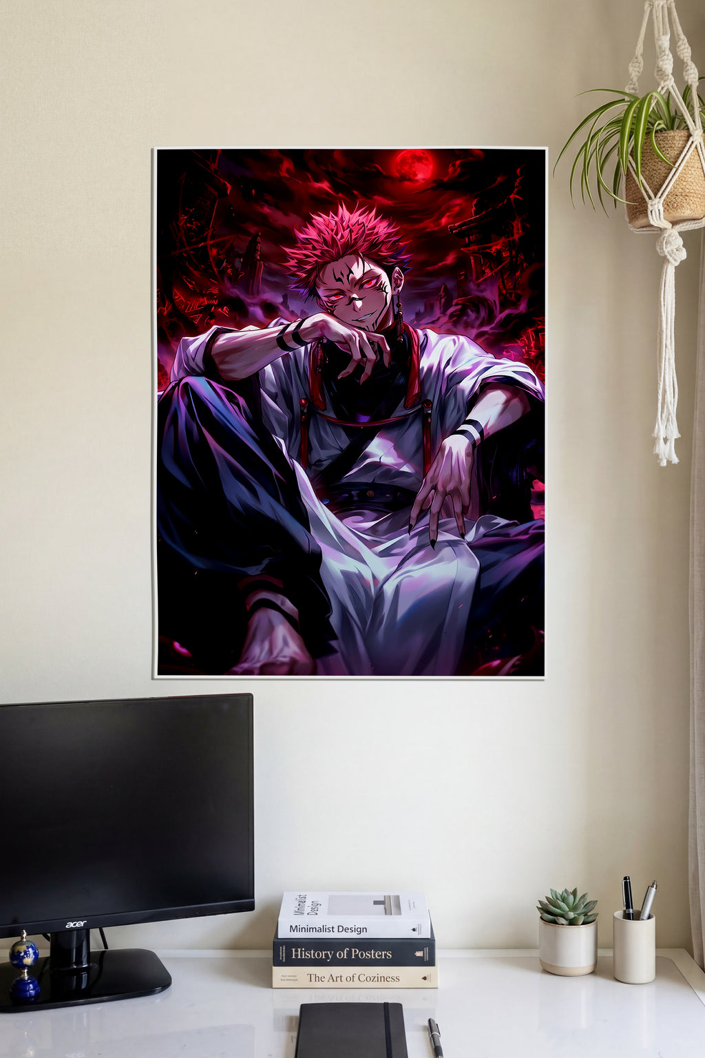 Ryomen Sukuna Crimson Throne | Jujutsu Kaisen | Anime Wall Art