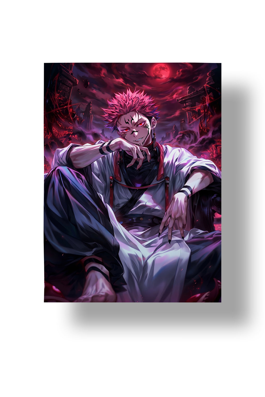 Ryomen Sukuna Crimson Throne | Jujutsu Kaisen | Anime Wall Art