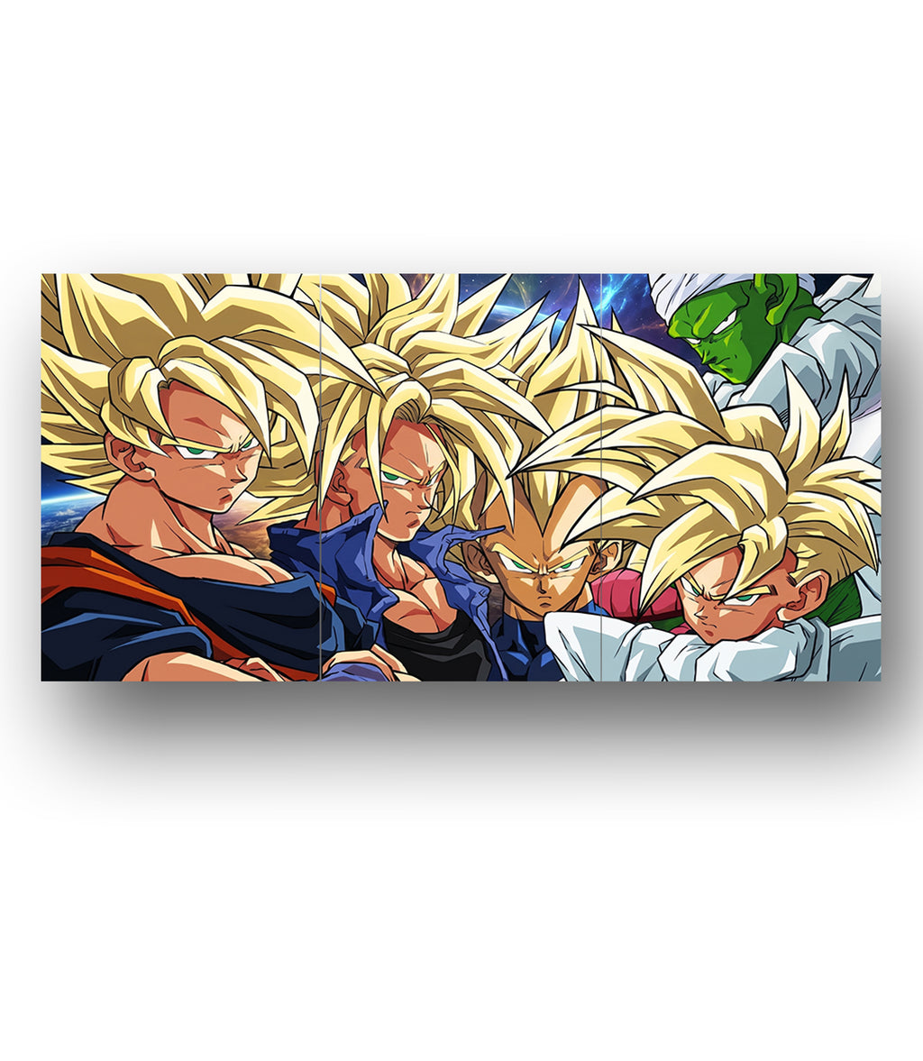Super Saiyan Squad | Dragon Ball | 3 Panel Wall Art