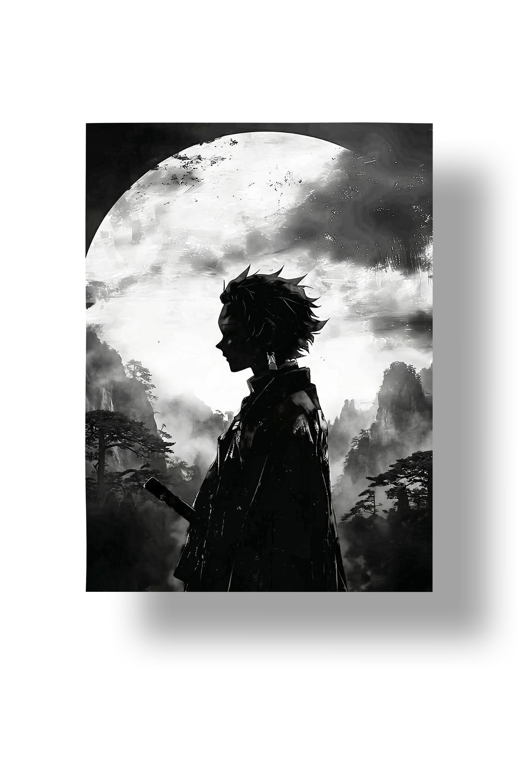 Tanjiro Moonlit Silhouette | Demon Slayer | Anime Wall Art